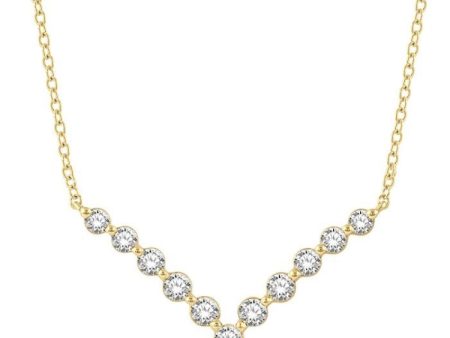 1 2 Ctw Chevron Round Cut Diamond Necklace in 14K Yellow Gold Online now