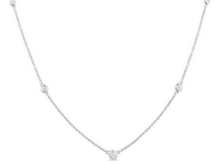 1 4 Ctw Bezel Set Round Cut Diamond Station Necklace in 14K White Gold Fashion