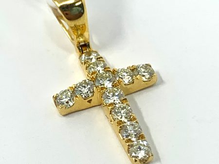 10K 1.04CT Yellow Gold Cross Pendant Charm Online