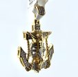 10K 0.30CT Yellow Gold Decorative Jesus Anchor Pendant Charm Hot on Sale