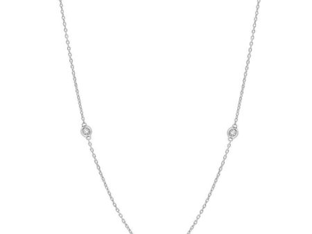 1 6 ctw Round Cut Diamond and 1.75MM Sapphire Precious Station Necklace in 14K White Gold For Cheap