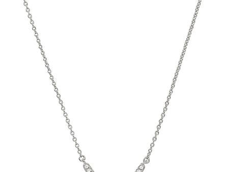 Platinum Finish Sterling Silver Micropave V Necklace with Simulated Diamonds on 16 -18  Adjustable Chain Discount