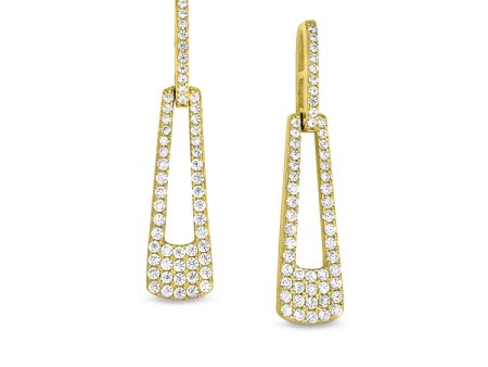 Gold Finish Sterling Silver Micropave Door Knocker Earrings with Simulated Diamonds For Sale