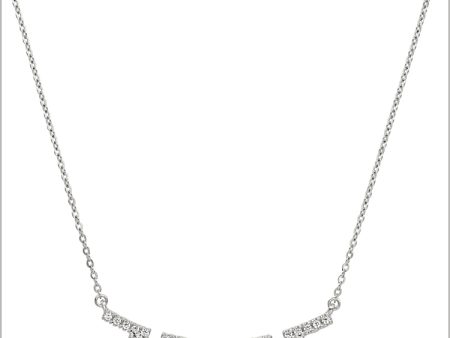 Platinum Finish Sterling Silver Micropave Staggered Bar Necklace with Simulated Diamonds on 16 -18  Adjustable Chain Online Hot Sale