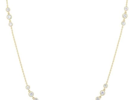 1 ctw Three Stone Bezel Set Round Cut Diamond Station Necklace in 14K Yellow Gold For Discount