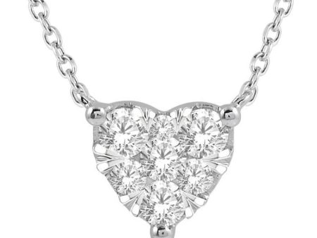 1 4 Ctw Lovebright Diamond Heart Necklace in 14K White Gold Hot on Sale