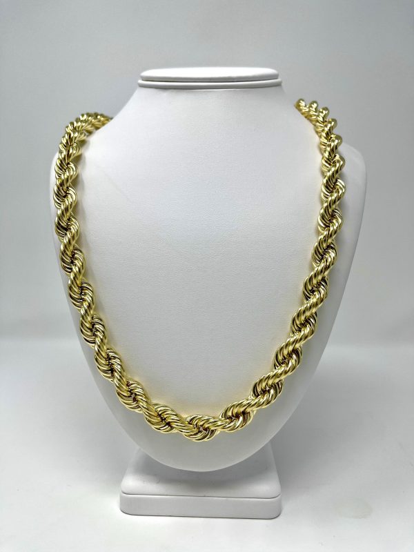 10K 10mm Semi-Solid Diamond Cut Gold Rope Chain Discount