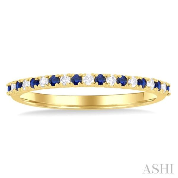 1 0 Ctw Petite 1.35 MM Sapphire and Round Cut Diamond Precious Stack Band in 10K Yellow Gold Online Sale