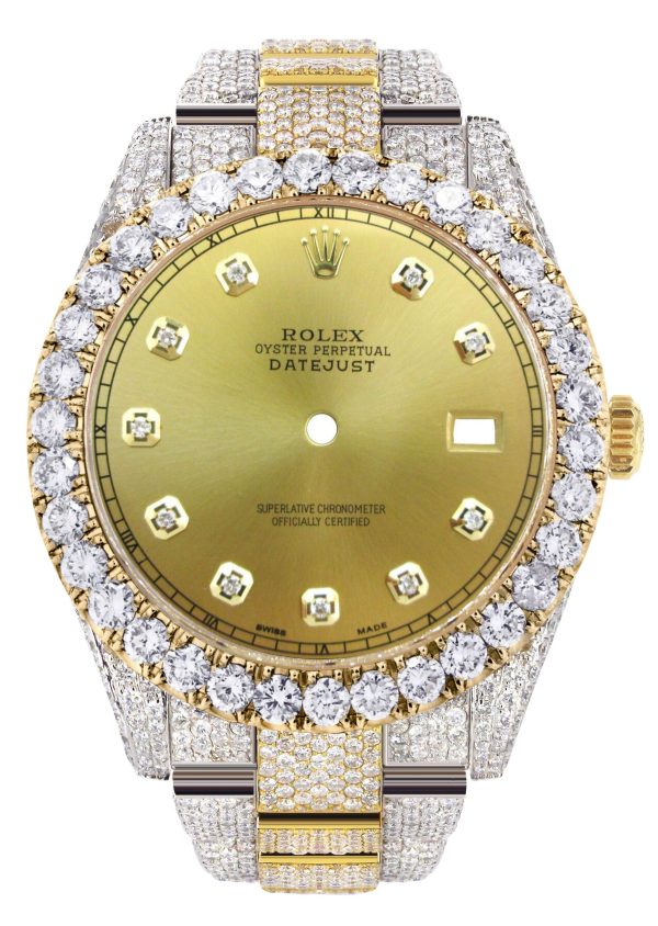 [Customizable] Pre-Owned Iced Out Rolex Datejust 41mm Two Tone 11 Carat Fashion