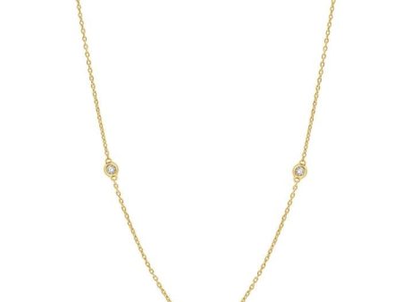 1 6 ctw Round Cut Diamond and 1.75MM Ruby Precious Station Necklace in 14K Yellow Gold Cheap