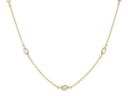 1 Ctw Marquise Cut Diamond Fashion Necklace in 14K Yellow Gold Cheap