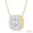 1 2 Ctw Cushion Shape Lovebright Diamond Necklace in 14K Yellow & White Gold Online Sale