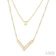 1 2 ctw Chevron Baguette and Princess Cut Diamond Layered Necklace in 14K Yellow Gold Online Sale