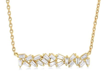 1 5 ctw Scatter Baguette Cut Diamond Fashion Necklace in 14K Yellow Gold Online Sale