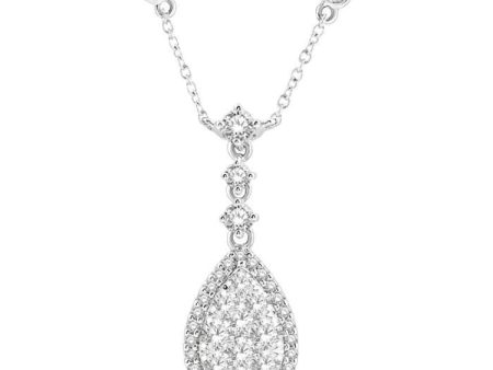 1 Ctw Pear Shape Round Cut Diamond Lovebright Necklace in 14K White Gold Online