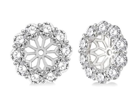 1 Ctw Round Cut Diamond Earring Jacket in 14K White Gold Online