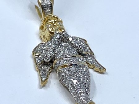 10K 0.15CT Yellow Gold Angel Pendant Charm Cheap