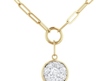 1 4 ctw Lovebright Circular Shape Round Cut Diamond Paper Clip Necklace in 14K Yellow & White Gold Sale