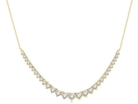 2 Ctw Graduated Diamond Smile Necklace in 14K Yellow Gold Cheap