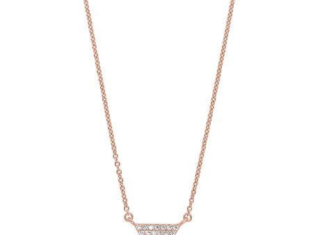 Rose Gold Finish Sterling Silver Micropave Triangle Necklace with Simulated Diamonds on 16 -18  Adjustable Chain Cheap