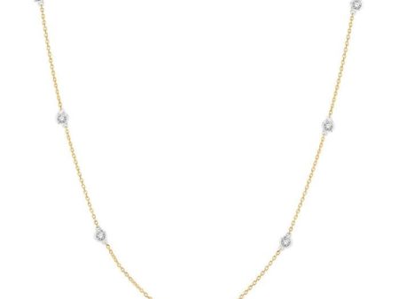 1 3 Ctw Round Cut Diamond Station Necklace in 14K Yellow and White Gold Online Hot Sale