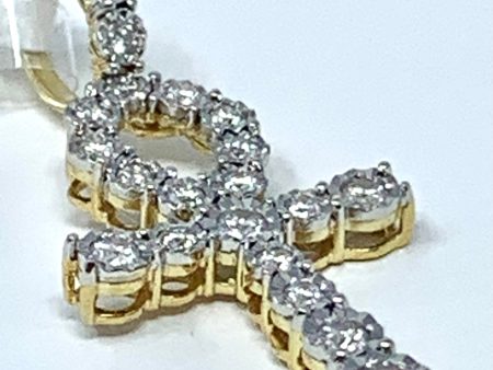 10K 0.76CT Yellow Gold Cross Pendant Charm Sale