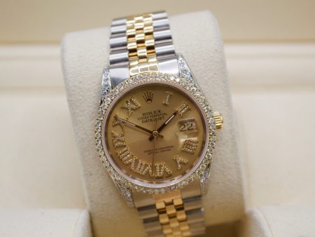 [CUSTOMIAZBLE] LADIES ROLEX 31MM TWO-TONE PRE-OWNED 3CT DIAMOND BEZEL Cheap