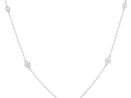 1 2 ctw Bezel Set Round Cut Diamond Station Necklace in 14K White Gold Fashion