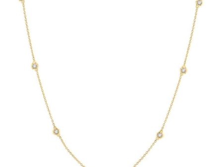 1 3 Ctw Round Cut Diamond Station Necklace in 14K Yellow Gold on Sale