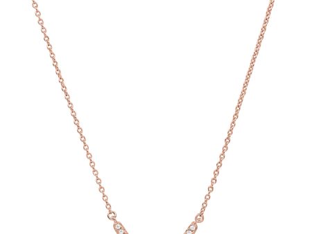 Rose Gold Finish Sterling Silver Micropave V Necklace with Simulated Diamonds on 16 -18  Adjustable Chain Fashion