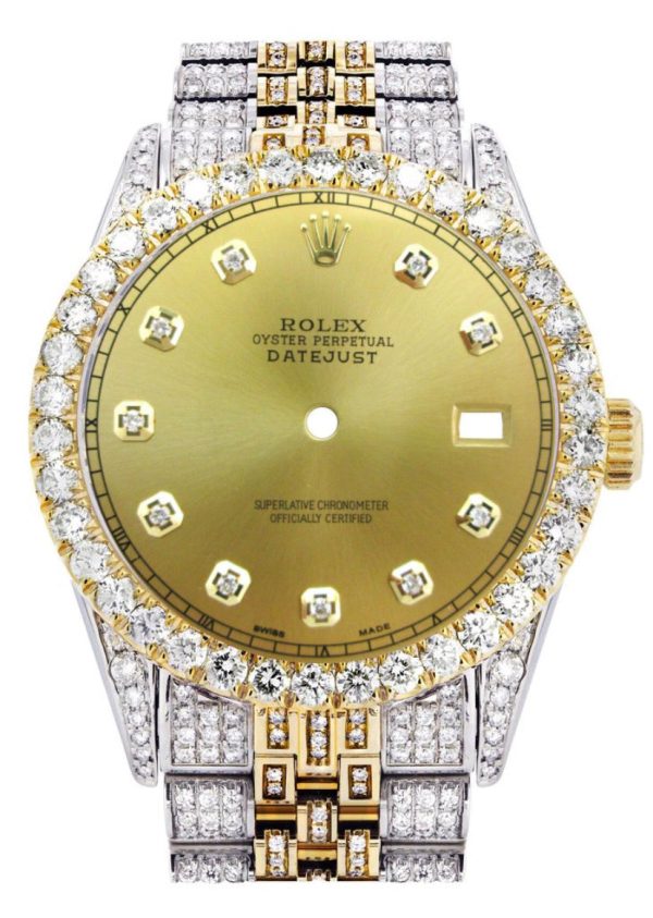 [Customizable] Pre-Owned Iced Out Rolex Datejust 36mm Two Tone 11 Carat Online Hot Sale