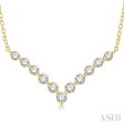 1 2 Ctw Chevron Round Cut Diamond Necklace in 14K Yellow Gold Online now