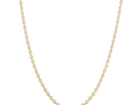 1 1 4 ctw Bezel Set Round Cut Diamond Tennis Necklace in 14K Yellow Gold on Sale