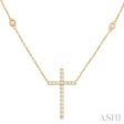 1 2 ctw Cross Pendant Round Cut Diamond Fashion Station Necklace in 10K Yellow Gold Discount