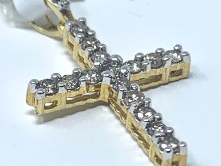 10K 0.50CT Yellow Gold Cross Pendant Charm Cheap