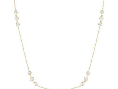 1 1 2 ctw Three Stone Bezel Set Round Cut Diamond Station Necklace in 14K Yellow Gold Online Sale