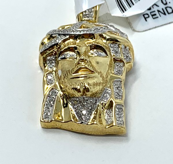 10K 0.28CT Yellow Gold Jesus Pendant Charm Cheap