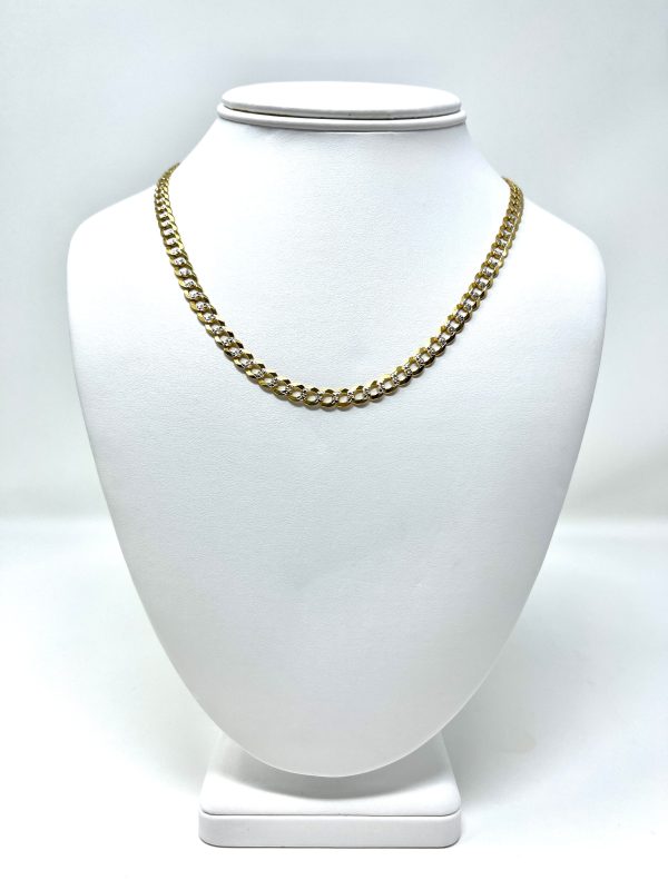 14K 5.5mm Diamond Cut Solid Curb Chain on Sale