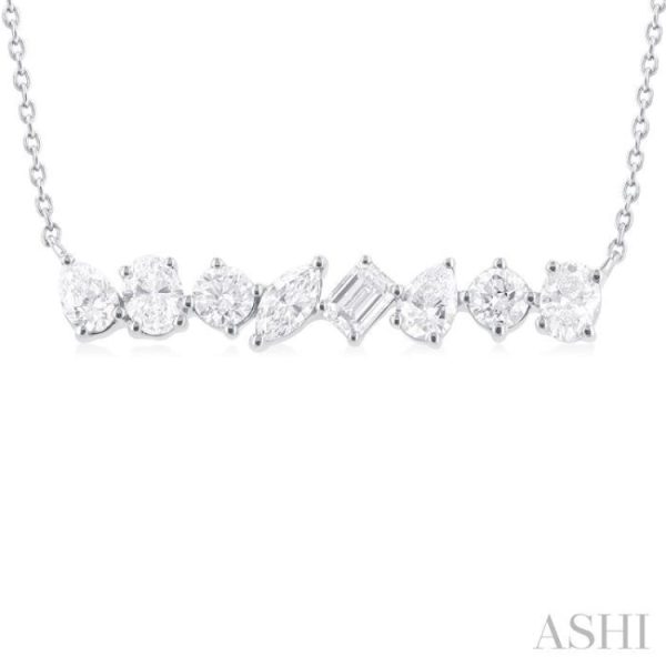 1 1 10 ctw Scatter Multi Cut Diamond Fashion Necklace in 14K White Gold Cheap