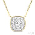 1 2 Ctw Cushion Shape Lovebright Diamond Necklace in 14K Yellow & White Gold Online Sale