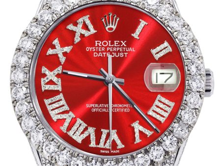 [Customizable] Pre-Owned Iced Out Rolex Datejust 36mm Stainless Steel 11 Carat For Cheap