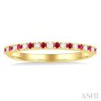 1 0 Ctw Petite 1.35 MM Ruby and Round Cut Diamond Precious Stack Band in 10K Yellow Gold Supply