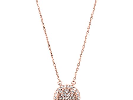 Rose Gold Finish Sterling Silver Micropave Inside Out Necklace with Simulated Diamonds on 16 -18  Adjustable Chain Online Hot Sale