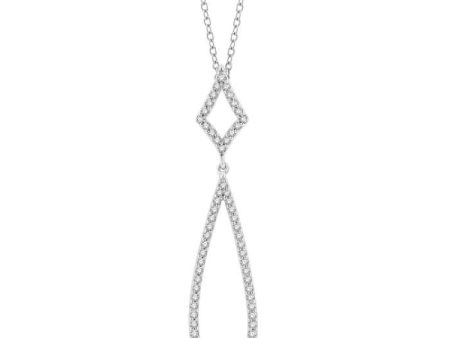 1 4 ctw Tear Drop Pendant Round Cut Diamond Fashion Necklace in 10K White Gold Hot on Sale